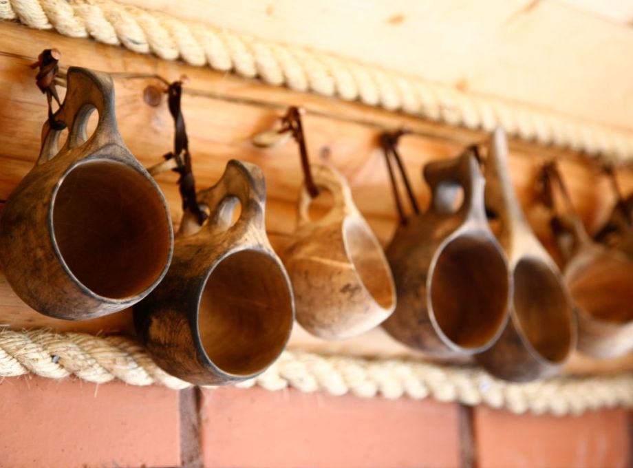 Traditional Finnish wooden cups called "kuksa"
